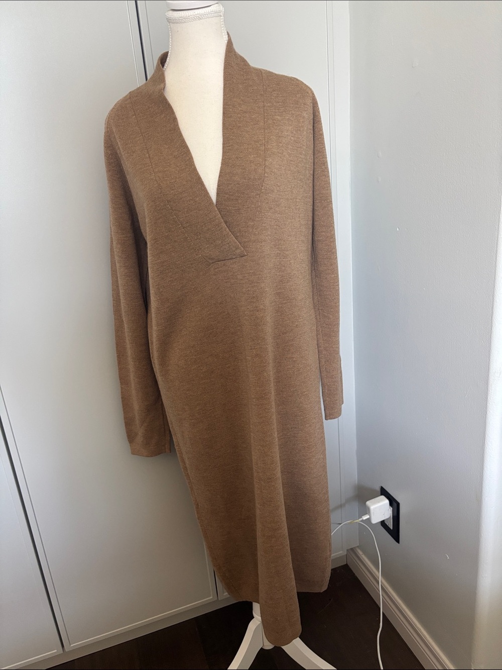 Club Monaco Camel Brown Midi Sweater Dress 100%wool
